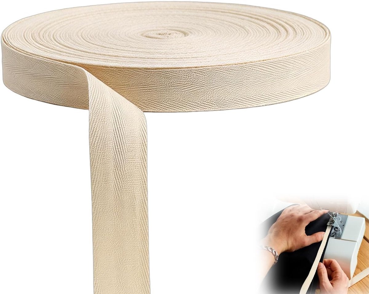 100 meter katoenen tape, 20 mm naadband, ideaal voor DIY-projecten, handwerken, naaien en cadeauverpakkingen