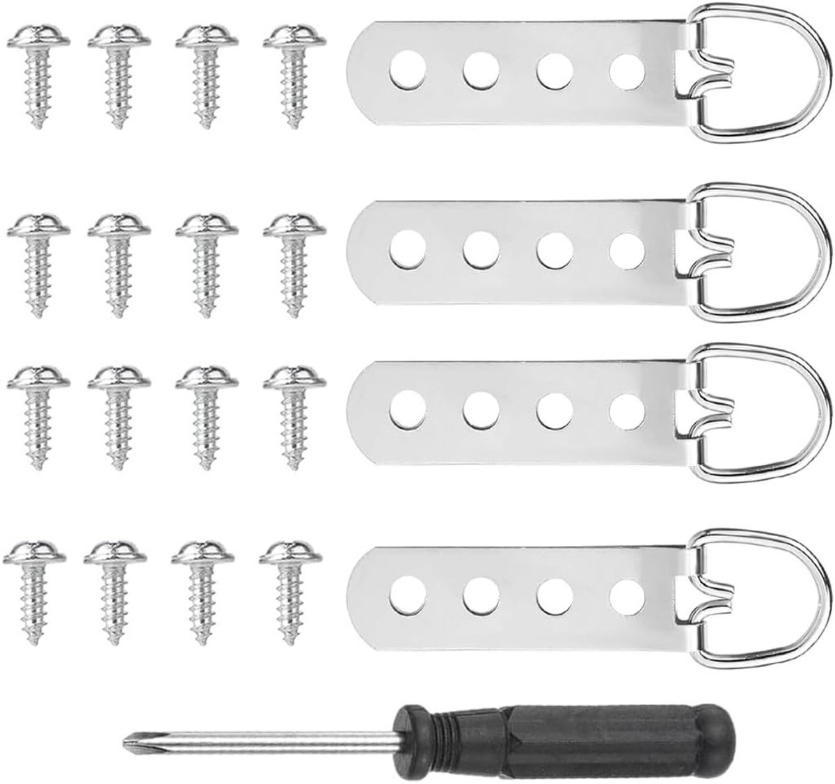 Zware D-ring fotohaken, 4 stuks met schroeven en schroevendraaier voor wandbevestiging, ideaal voor spiegels en kleerhangers, accessoires voor thuisgebruik