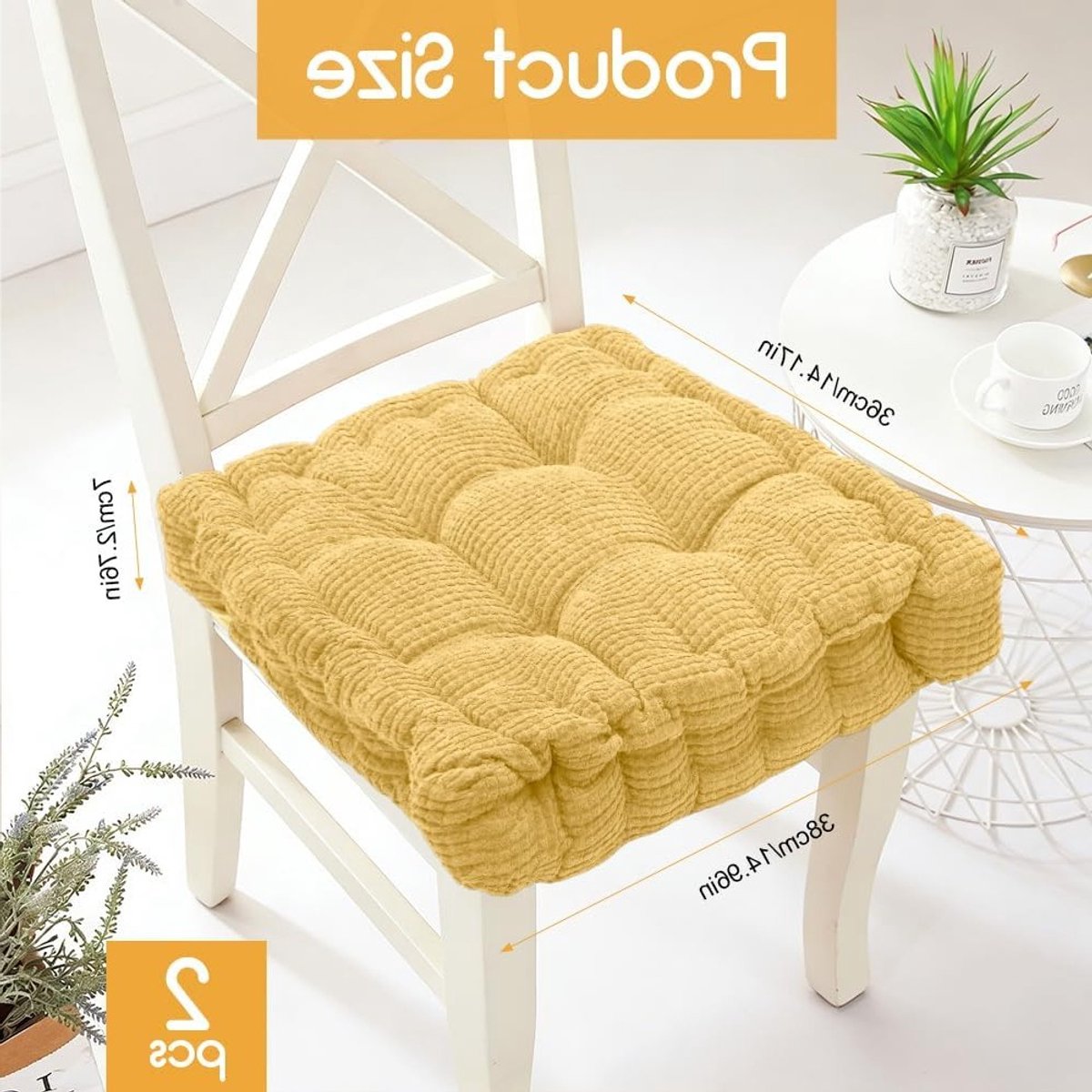 Set van 2 Stoelkussens, Dikke Zitting Kussens 40 x 40 cm, Geschikt voor Binnen en Buiten, Perfect voor Tuin, Thuis en Auto