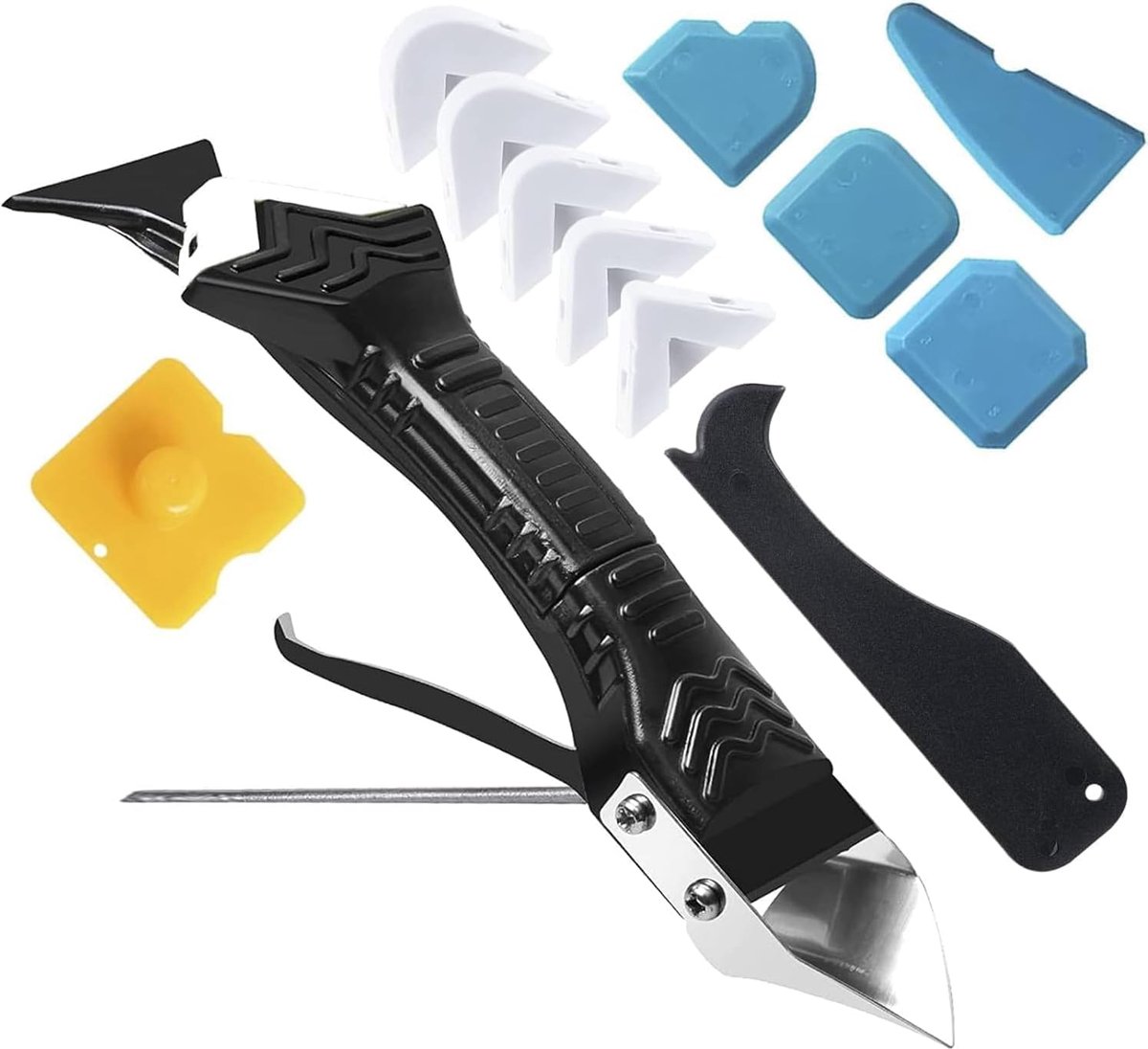 SnelShoppen - 5-in-1 Silicone Remover en Silicone Puller Tool Set - Wit - Voor het Verwijderen en Aanbrengen van Kit en Lijm - Ideaal voor Keuken, Bad