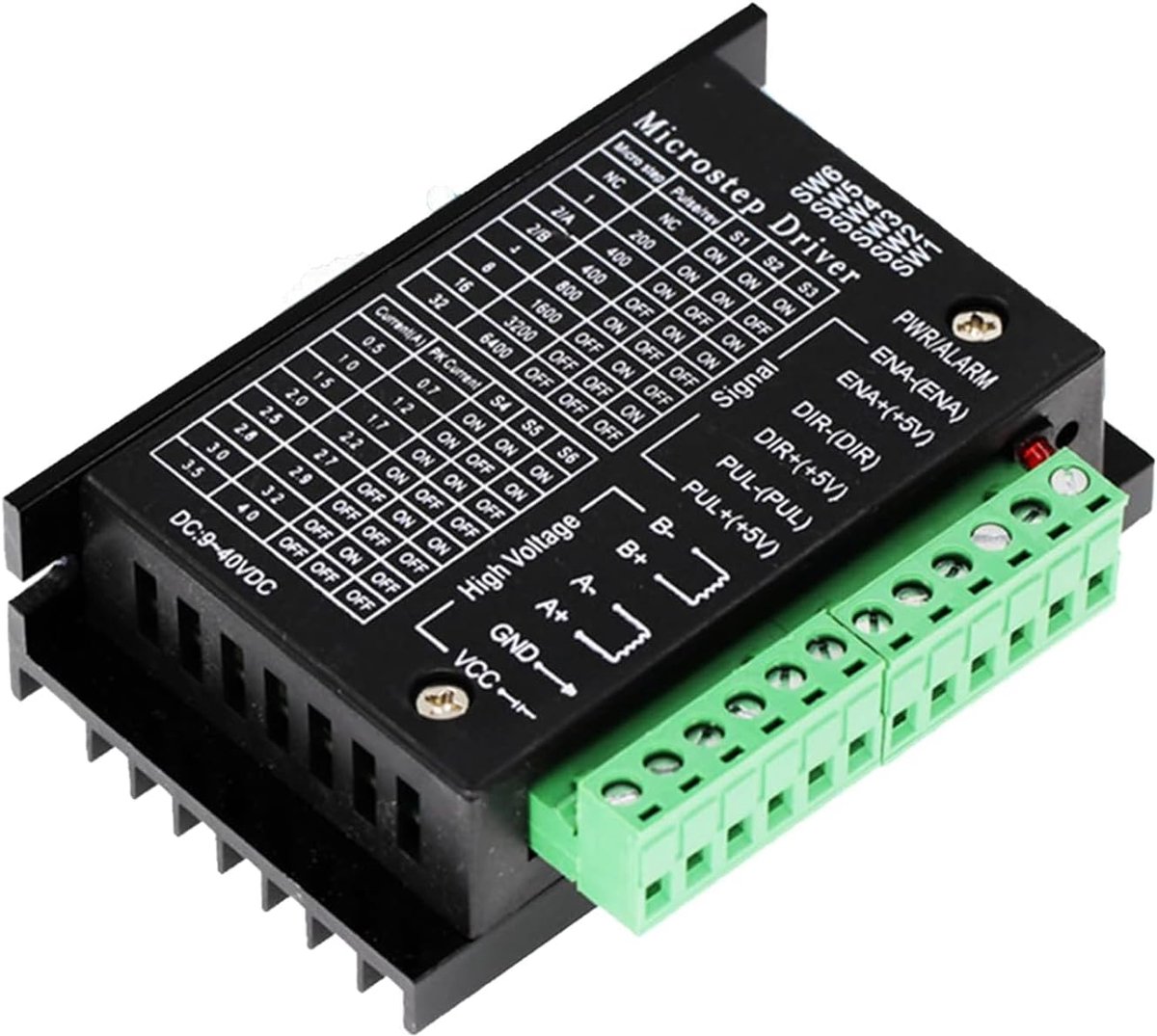 SnelShoppen - Stepper Motor Driver TB6600 voor Nema17/23/34 Stappenmotoren, 4A 9-42V, 32 Segmenten, Geschikt voor 2/4 Fase Stappenmotoren, Ideaal voor