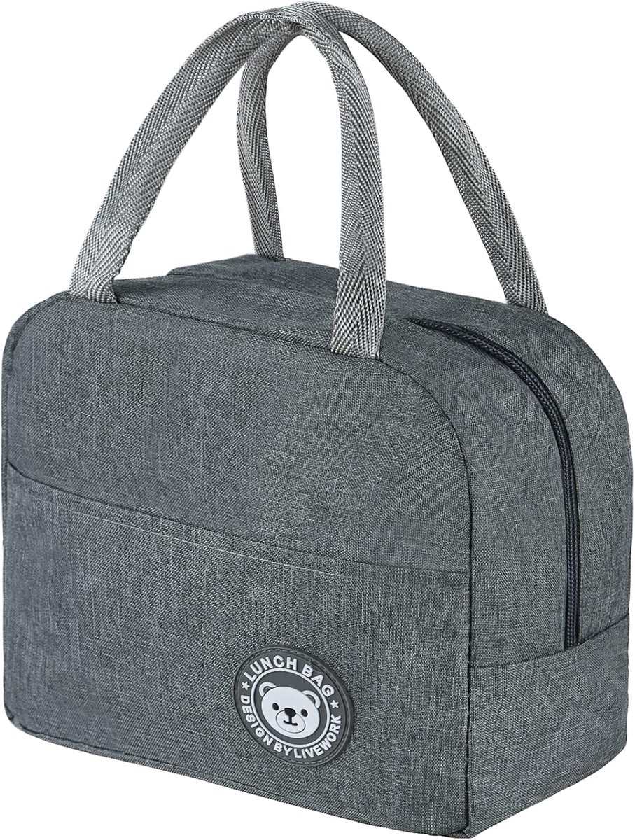 SnelShoppen - Isolerende Lunchtas 6L - Grijze Koeltas voor School, Werk, Picknick - Thermo Bag van Oxford, Houdt Eten en Drankjes tot 4 Uur Vers