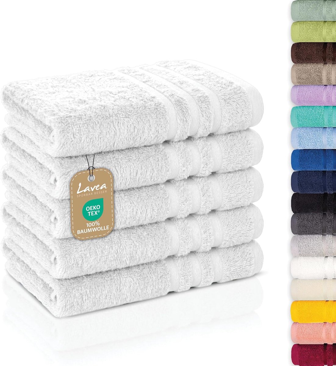 SnelShoppen - Set van 5 Handdoeken 30x50 cm - 100% Katoen - Zacht & Absorberend - Gastendoek voor Badkamer, Hotel & Spa - Premium Kwaliteit - Wit