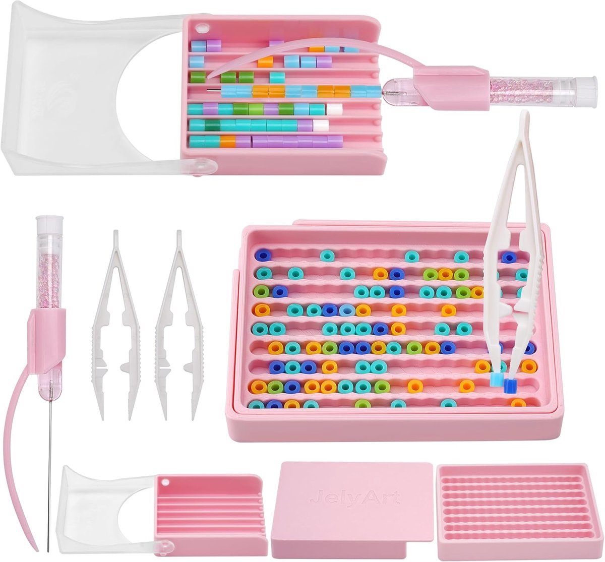 SnelShoppen - 5mm Fuse Bead Tool Kit - 4pcs Beads Tool Set met Naald, Pincet en Aligner Tray - Perfect voor Creatieve Fuse Bead Projecten