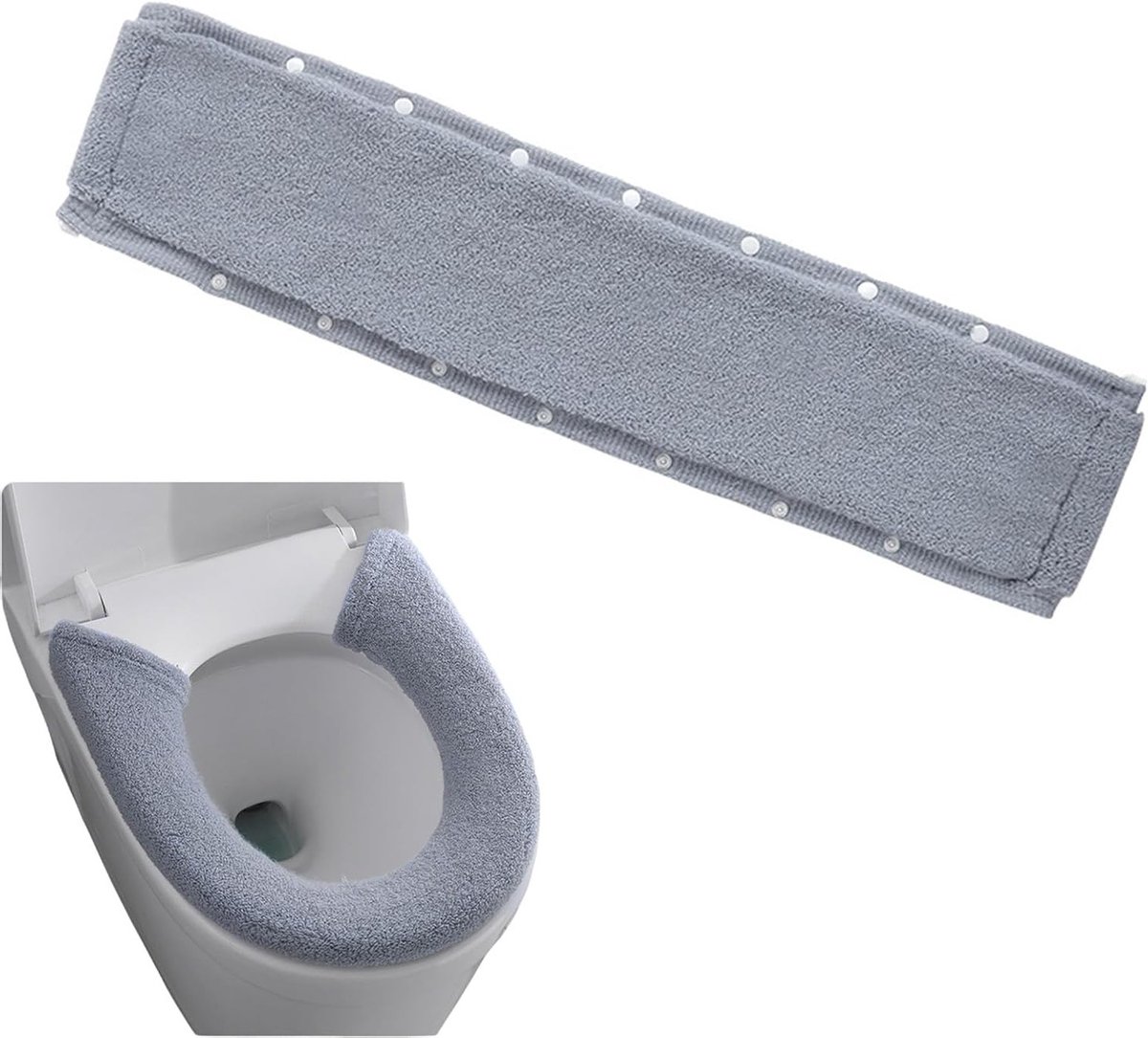 Donkergrijze Toiletbrilhoes van Dikke Polyester, Hoog Elastisch, Geschikt voor Diverse Toiletformaten en -stijlen