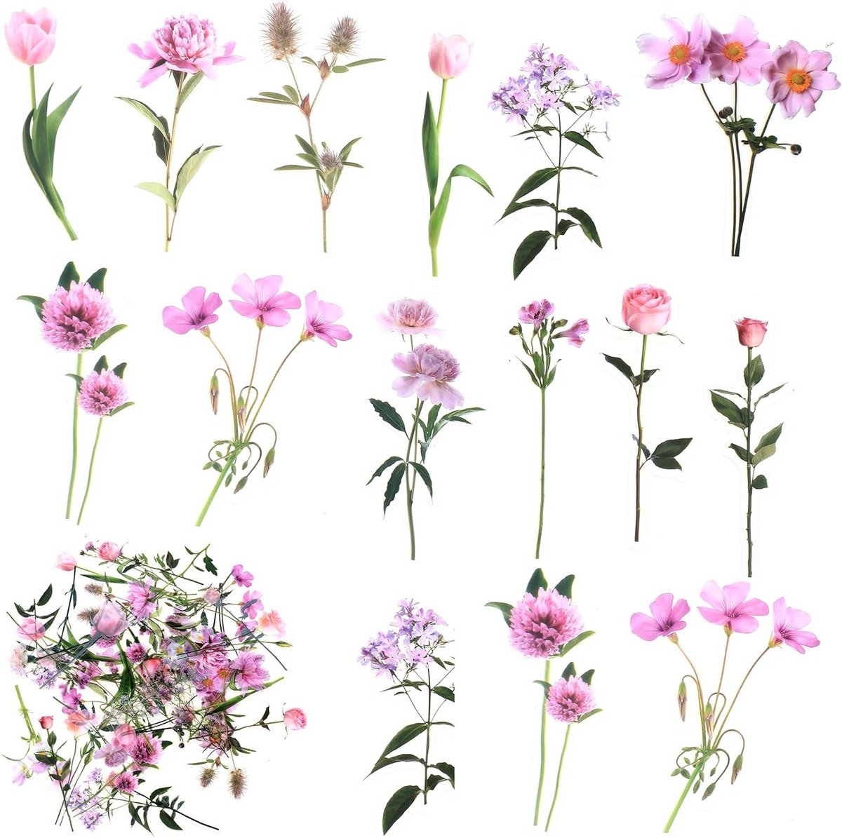 40 waterdichte transparante stickers voor bloemenplanten, decoratie, scrapbooking, mobiele telefoon, muur, boek, meubels, bagage, album - bloemen