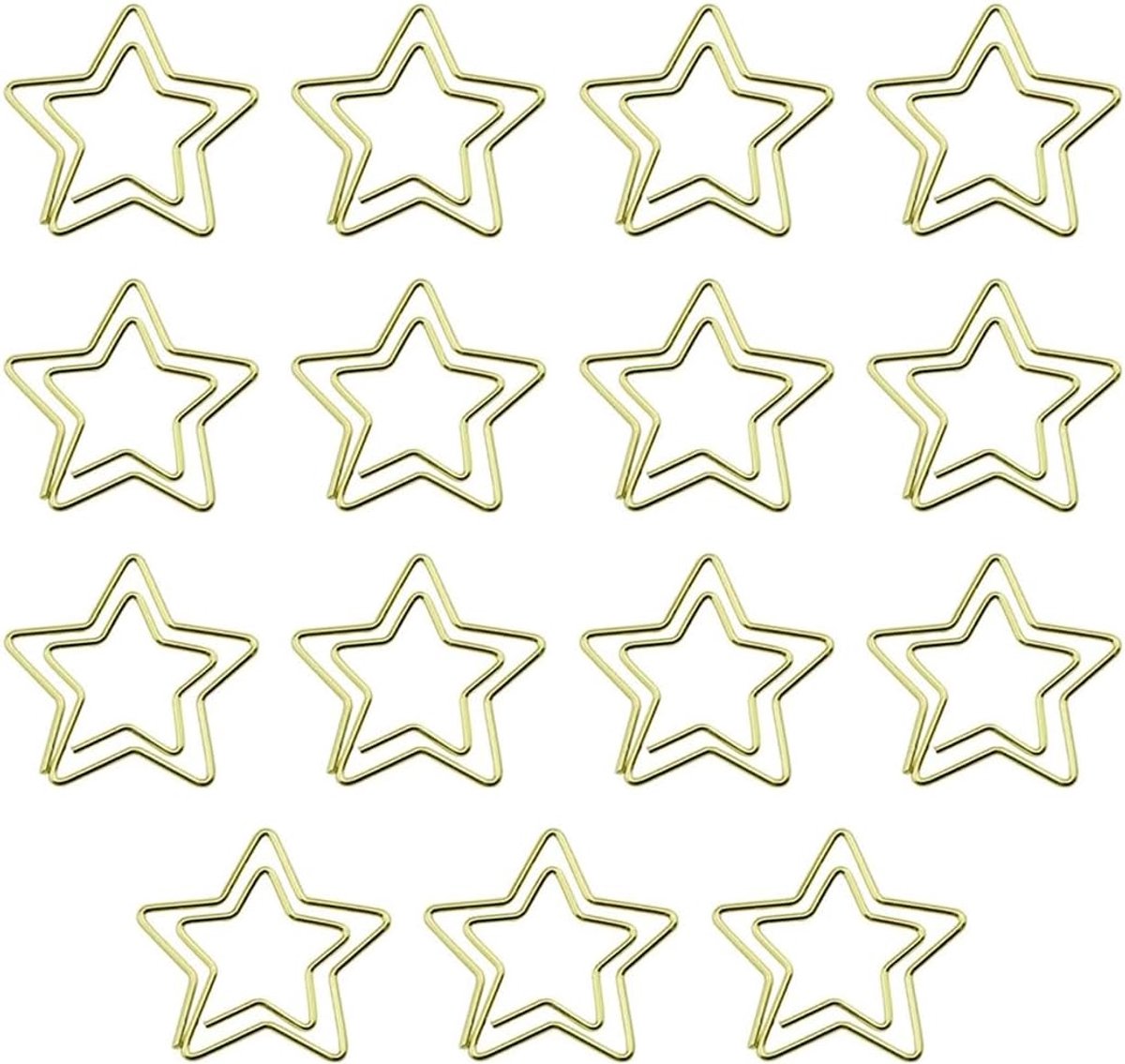 SnelShoppen - 15 Stuks Gouden Ster Clipboards - Decoratieve Klemmen voor Bullet Journal, Dagboeken, Kantoor en Thuis - Elegante Accessoires voor Docum