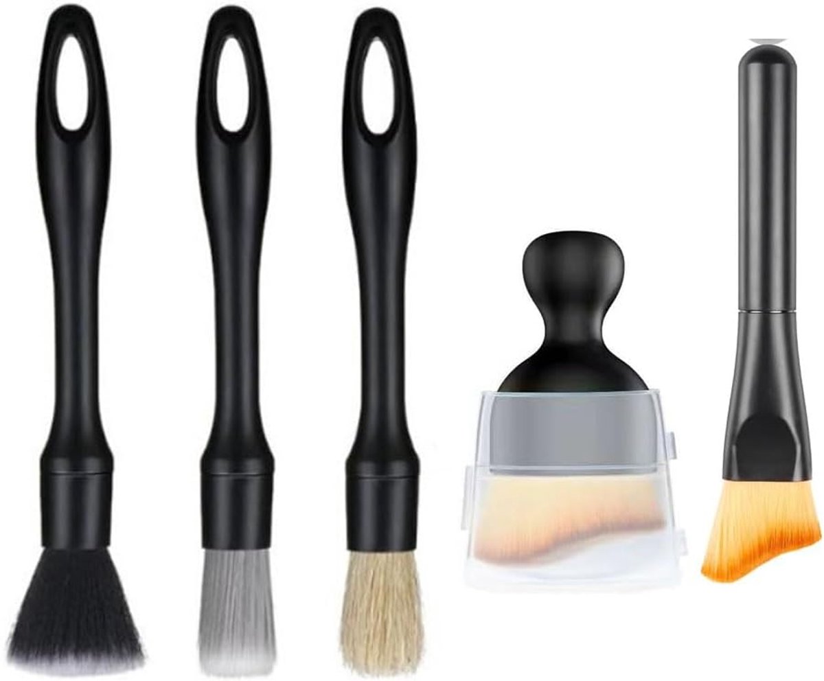 SnelShoppen - Soft Car Interior Cleaning Set, 5 Stuks Auto Reinigingsborstels, Detailing Brushes voor Binnen en Buiten, Zachte Borstelharen, Ideaal vo
