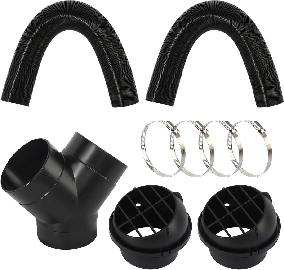Exhaust Pipe Set 75mm voor Diesel Kachels - Y Stuk, Verwarmingsslang en Kanaalset voor Nachtverwarming