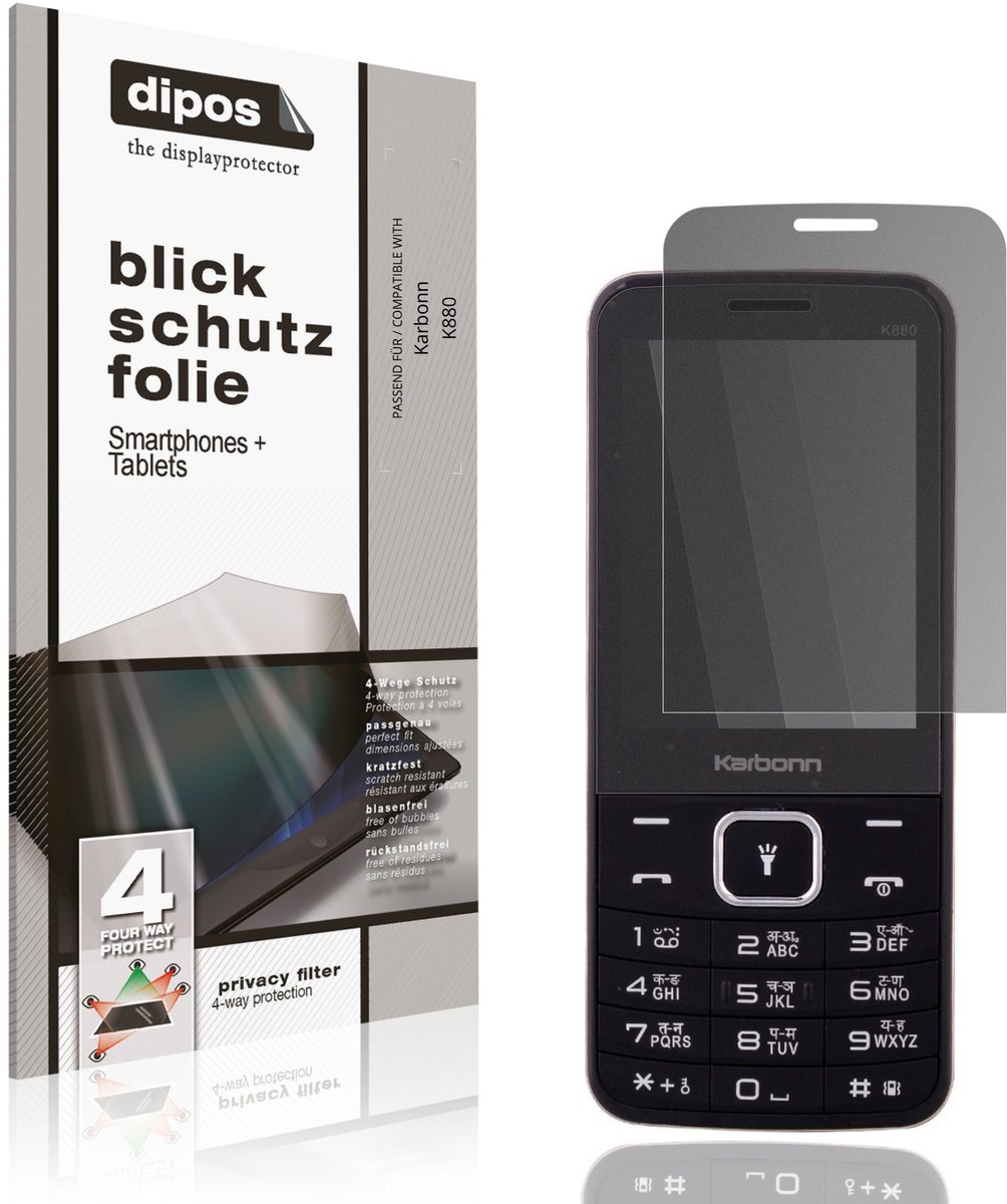 dipos – Matte Privacy Screenprotector geschikt voor Karbonn K880 | Anti-Spy Beschermfolie