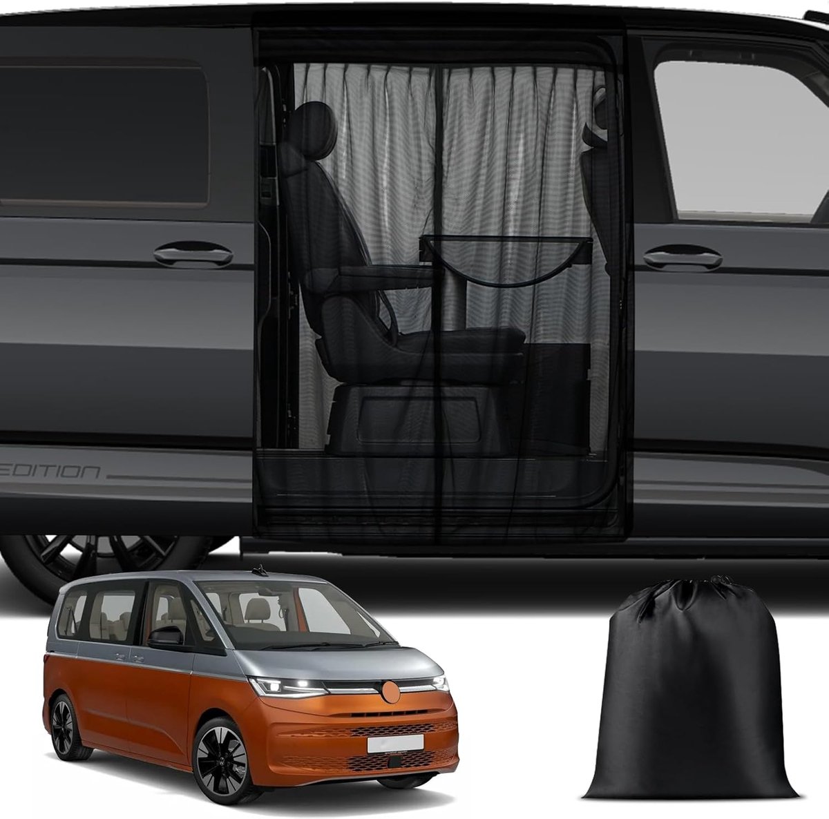 SnelShoppen - Magnetisch Insectenbescherming VW T7 - Maatwerk Insectennet voor Schuifdeur - Muggennet met Middenrits - Eenvoudig te installeren