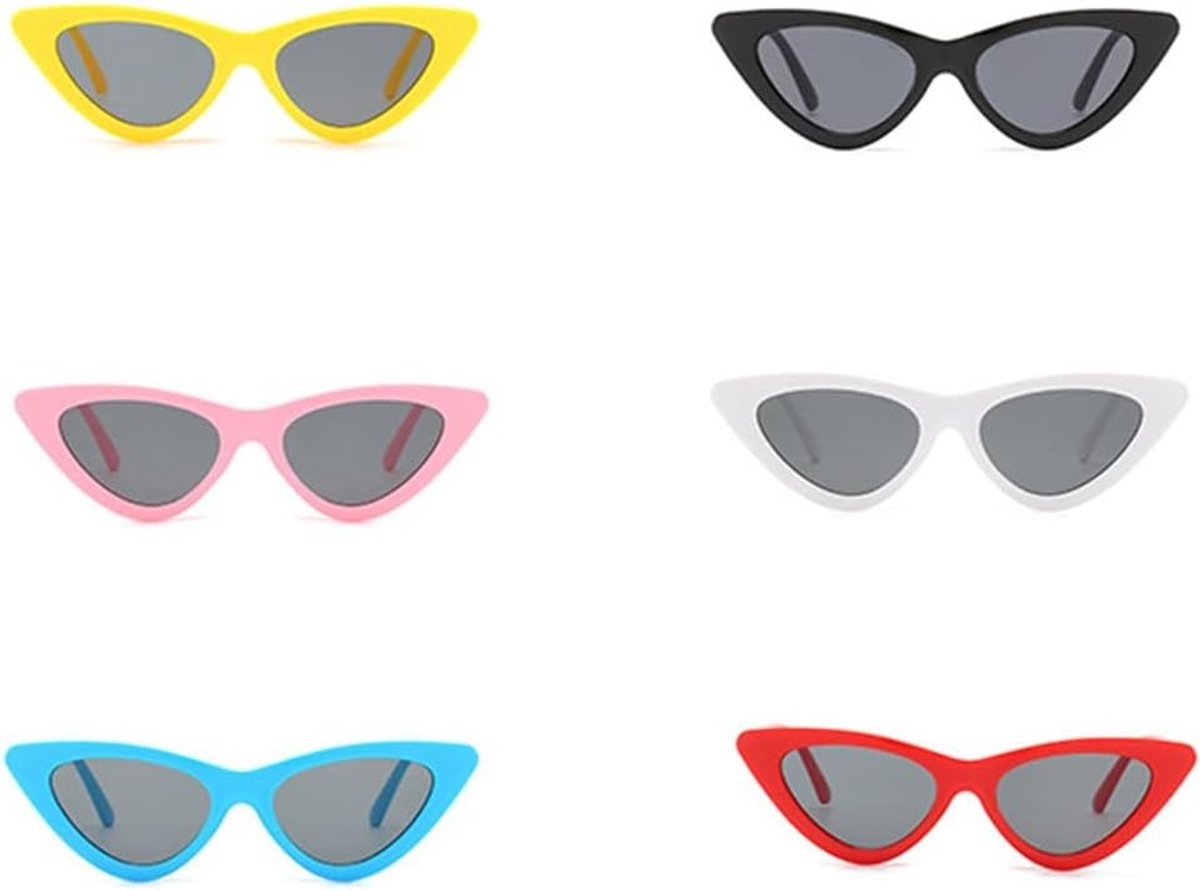 Set van 6 Gepolariseerde Zonnebrillen voor Dames met UV400 Bescherming in Retro Cat Eye Stijl voor Strand en Reizen (6 Levendige Kleuren)