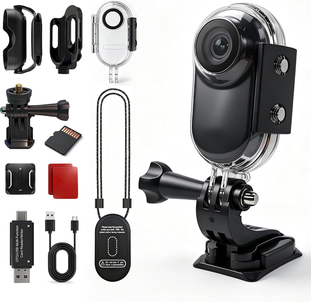 SnelShoppen - Mini Actiecamera Lichaamscamera 1080P HD met Magnetische Hanger en Waterdichte Behuizing, Ultra-Licht 26g Sportcamera voor Fietsen, Wand