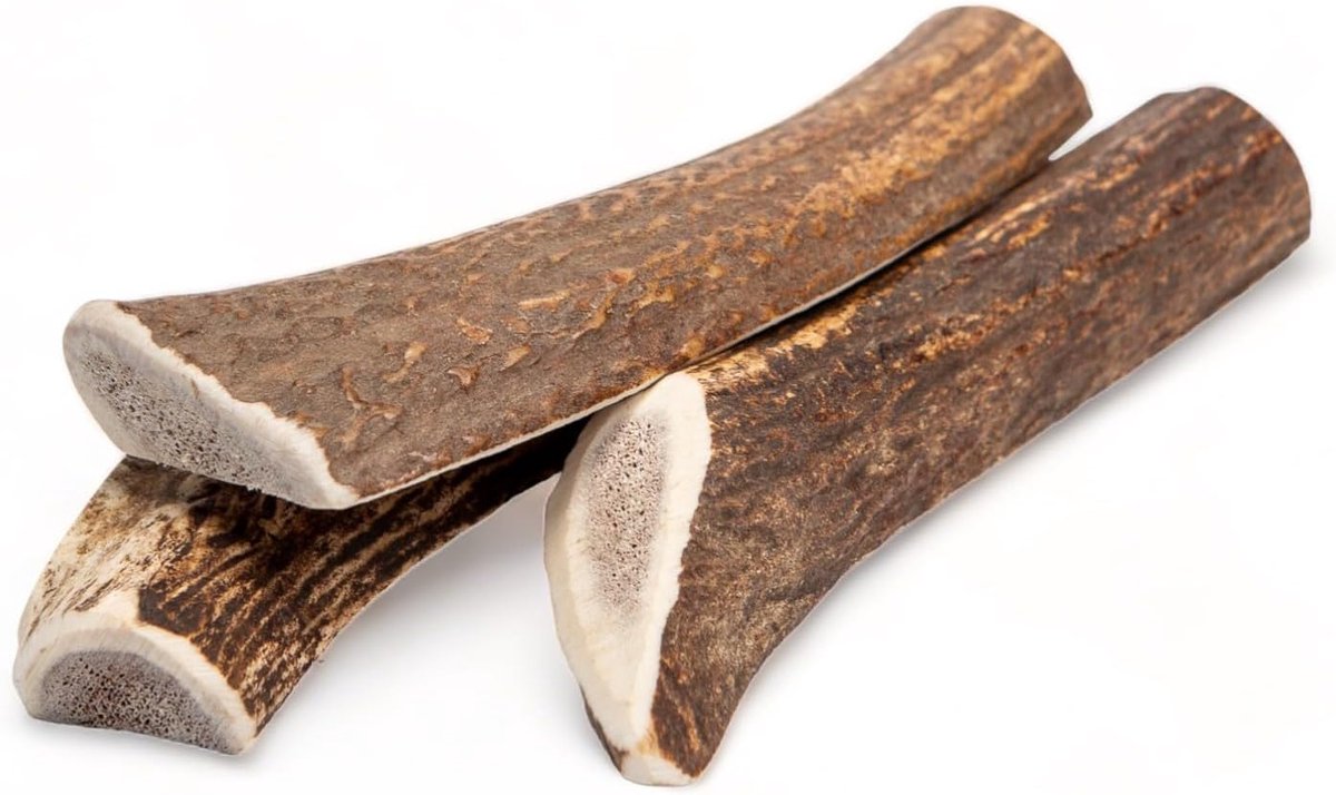 SnelShoppen - Split Antlers voor Honden - Natuurlijke Herten Antlers, Rijk aan Eiwitten en Mineralen, Maat M, Set van 3, Langdurige Kauwsnacks voor Ho