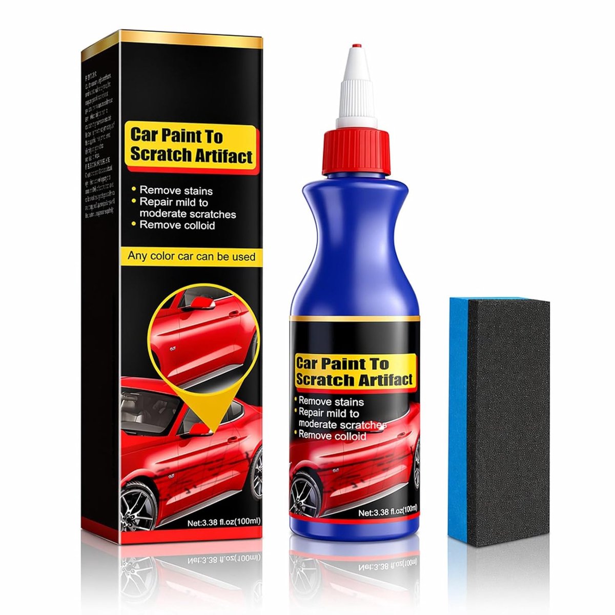 SnelShoppen - Car Scratch Remover Set - Nano Polishing Paste met Spons - Verwijdert Lichte Krassen - Herstelt Glans - Geschikt voor Alle Kleuren