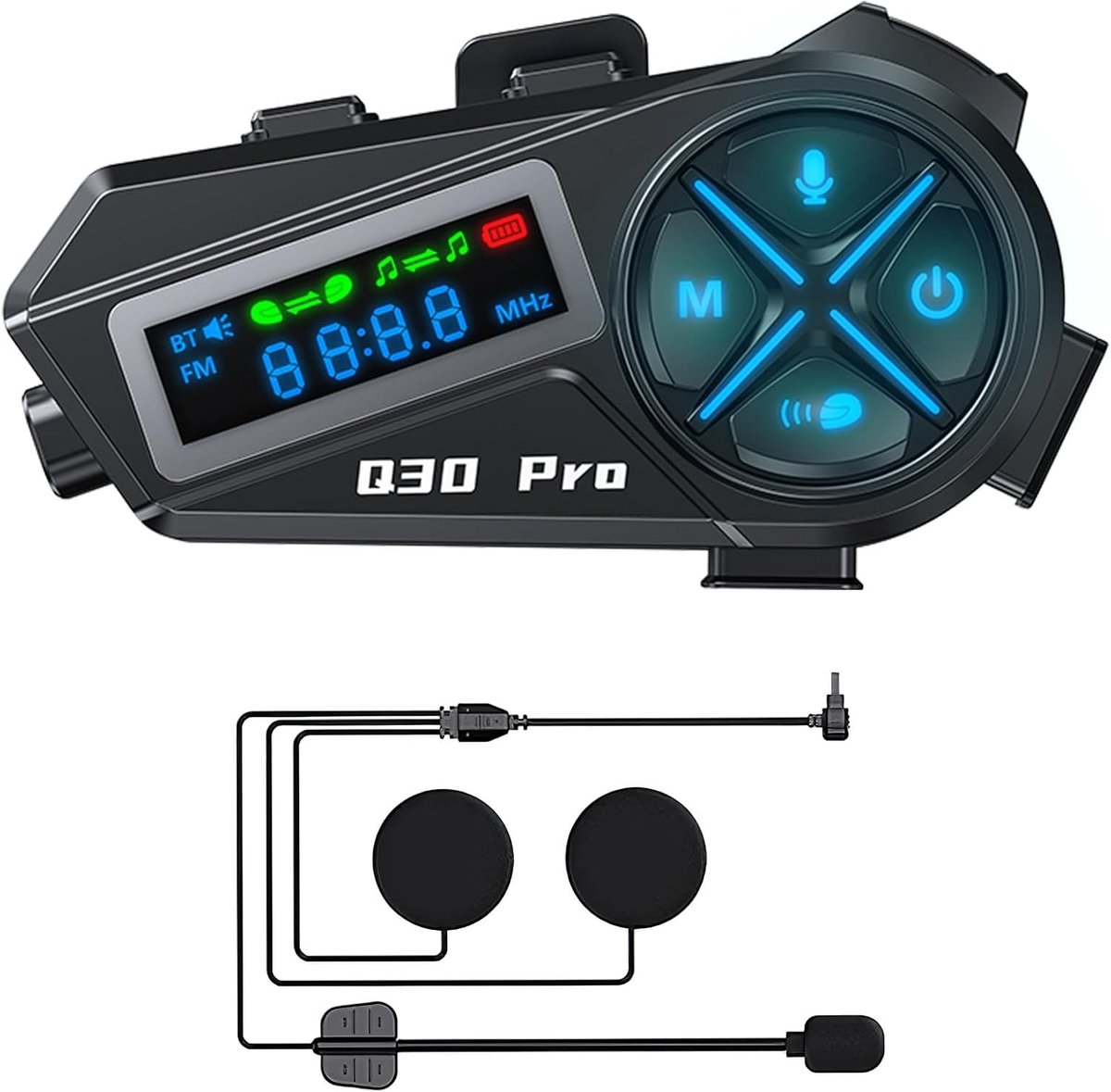 SnelShoppen - Bluetooth Motorhelm Hoofdtelefoon Intercom Systeem - Draadloze Motor Hoofdtelefoon - Geluidsisolatie - Voor Motoren en Scooters - Zwart