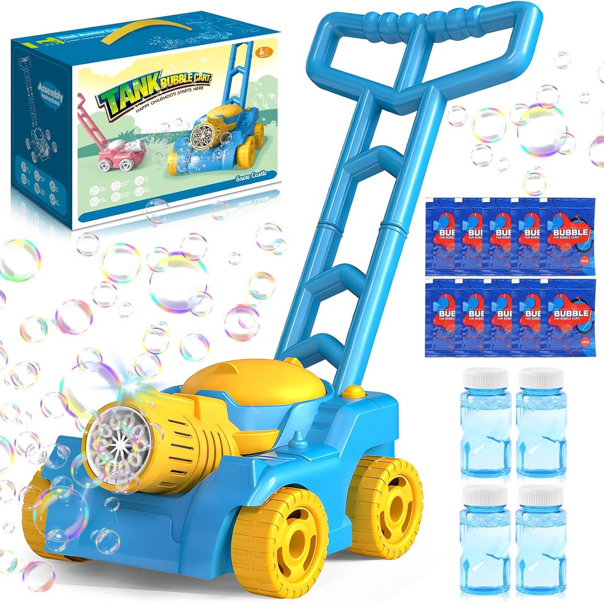 SnelShoppen - Bubble Machine voor Peuters - Automatische Bellenblaasmachine in Grasmaaier Design - Ideaal voor Buiten Speelplezier - Perfect voor Verj