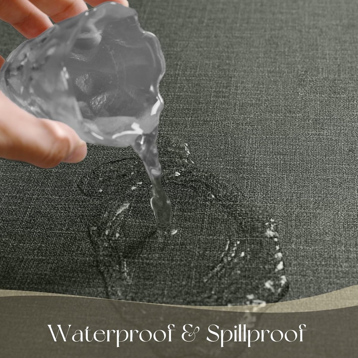 SnelShoppen - Tablecloth 140 x 180 cm Oilcloth Anthracite Wasbaar PVC Waterdicht Linnen Look Tafelkleed Tuin Tafel Weerbestendig voor Lente Kerst Buit