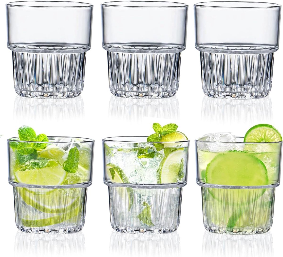 SnelShoppen - Pack van 6 Transparante Acryl Kinderbekers 200 ml - Herbruikbare Plastic Drinkglazen voor Feest, Camping, Tuin en Keuken - Kleurrijke Ki
