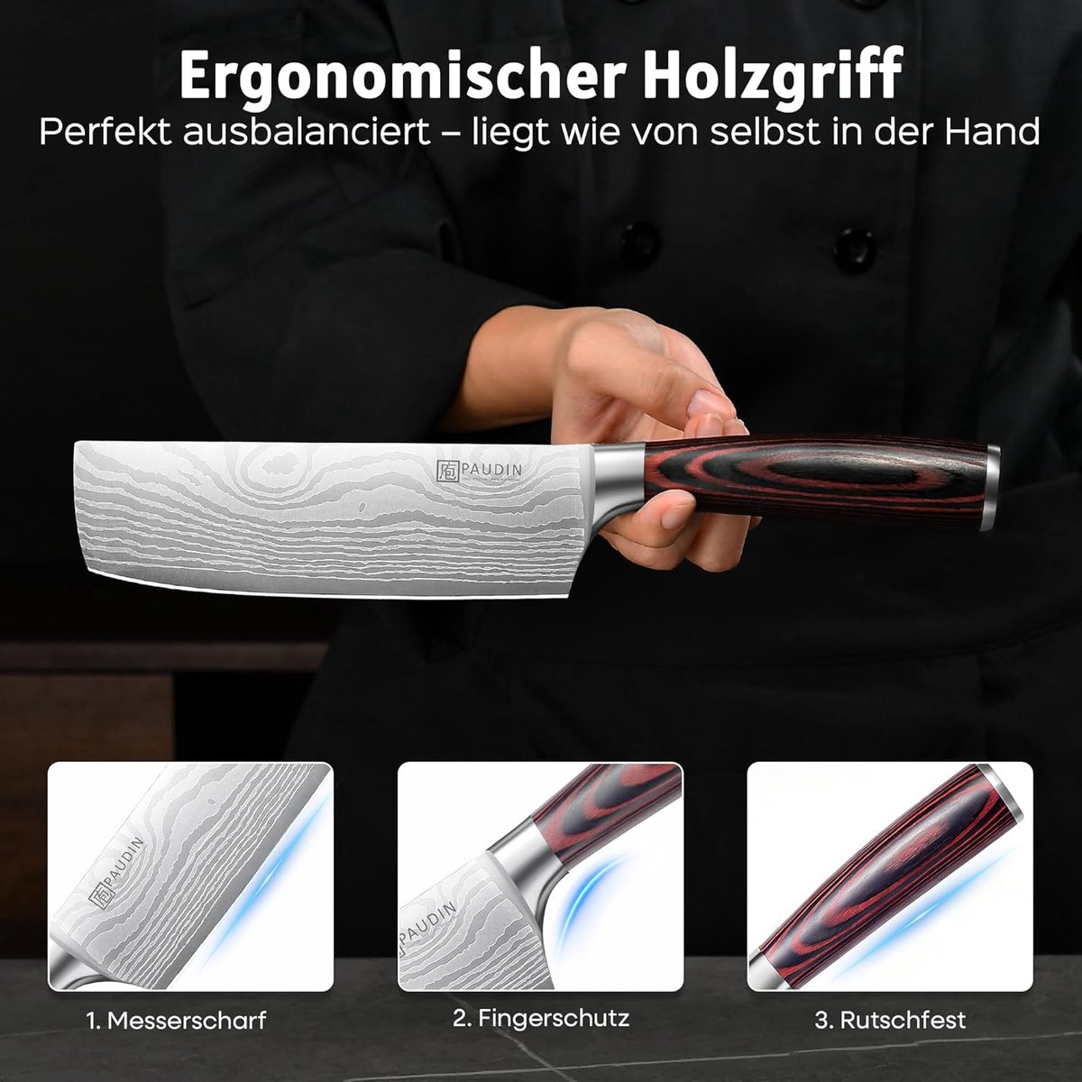 SnelShoppen - Japanse Chef's Mes 17 cm, Multifunctionele Koksmes van Hoogwaardig RVS, Ergonomische Handgreep, Ideaal voor Vlees, Vis en Groenten in de