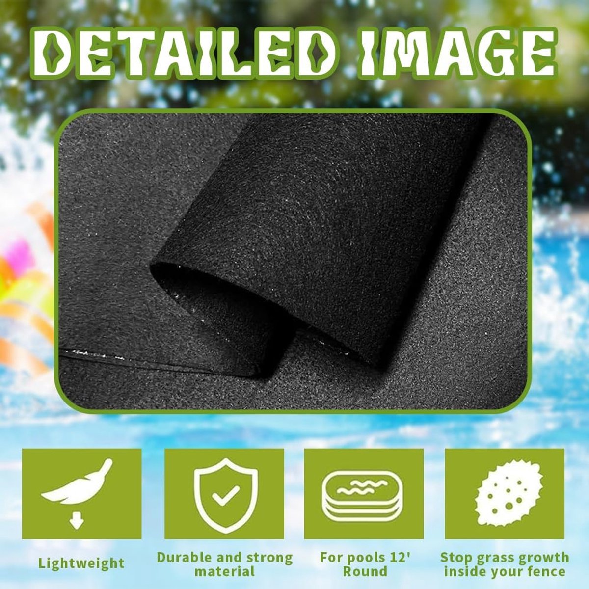SnelShoppen - Zwembadmat rond, beschermende vloer, vouwbare niet-slip onderlaag, waterdichte tarpaulin voor staande zwembaden, feltonderlegger voor tu