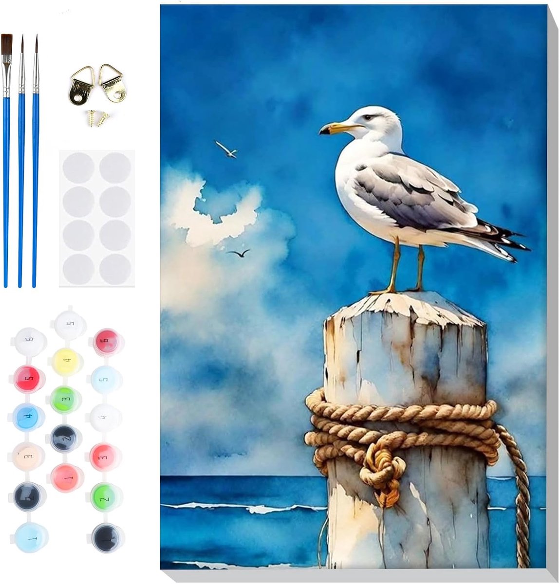 SnelShoppen - Schilderen op Nummer Set Volwassenen met Frame, DIY Canvas Schilderij voor Thuisdecoratie, Inclusief Penselen en Acrylverf, 20x20 cm