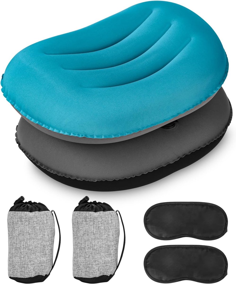SnelShoppen - Inflatable Camping Pillow - Ultralight Opblaasbare Kussen voor Strand en Outdoor - Compressibel en Compact Reis Kussen voor Hiking en Ka