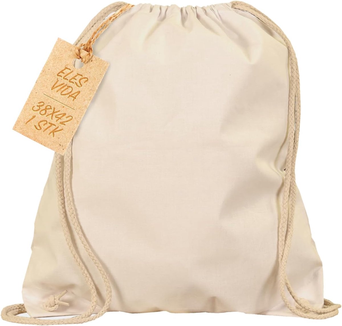 Thijox - ELES VIDA Katoenen Tas, Sporttas, Rugzak, Gymtas, Jute Tas, Oeko-Tex® Gecertificeerd, Boodschappentas om te Beschilderen, Ideale Stoffen Tas