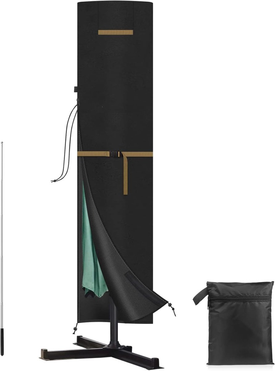 Thijox - Beschermhoes voor Zweefparasol Ø 300-400 cm, Waterdicht, UV-bestendig Oxford-weefsel, Afdekhoes met Stang en Ritssluiting, Tuinaccessoire voo