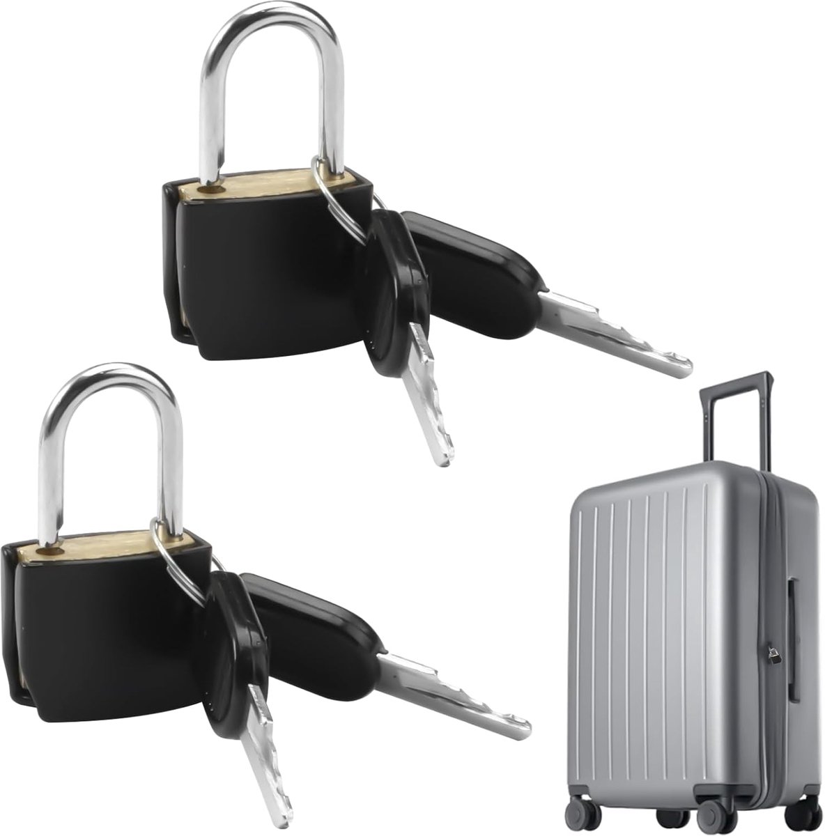 SnelShoppen - 2 Stuks Koffersloten met Sleutels, Mini Hangsloten voor Bagage, Laptoptas en Rugzak, Ideaal voor Reis en Veiligheid