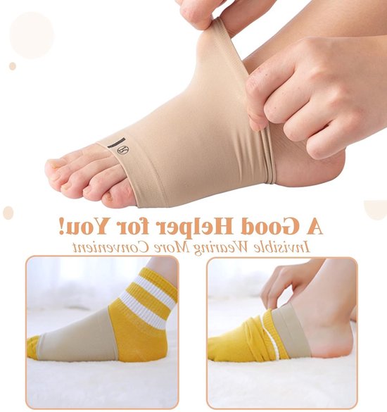 Ondersteunende Sokken voor Plantenfasciitis, Zachte Siliconen Steunen met Kussens, Verlichting van Voet- en Hakpijn bij Vlakke Voeten en Verzonken Voetboog — afbeelding 2