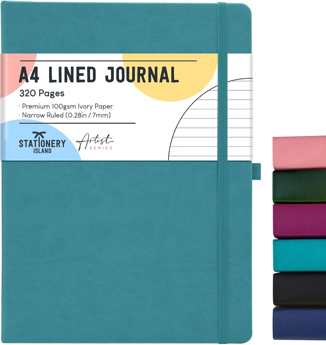 SnelShoppen - A4 Lined Notebook - 320 Pagina's Dikke Notitieboek - 100gsm Papier - Teal - Perfect voor Schrijven, Studeren, Dagboek of Werk