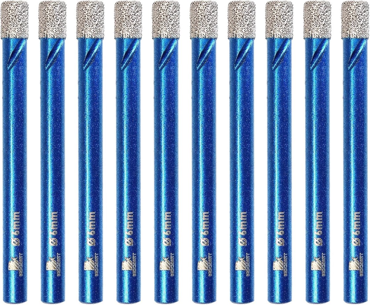 SnelShoppen - Dry Drill Bit 6 mm BRSCHNITT Diamant Boor voor Ceramiek, Graniet, Porselein, Tegels, Marmer, 10 Stuks