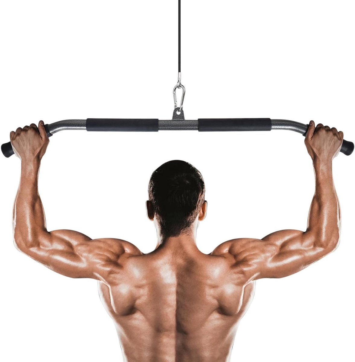 Biceps Bar 85 cm Pull-Up Bar met Carabiner voor Rugtraining, Schoudertraining en Triceps Oefeningen in de Sportschool