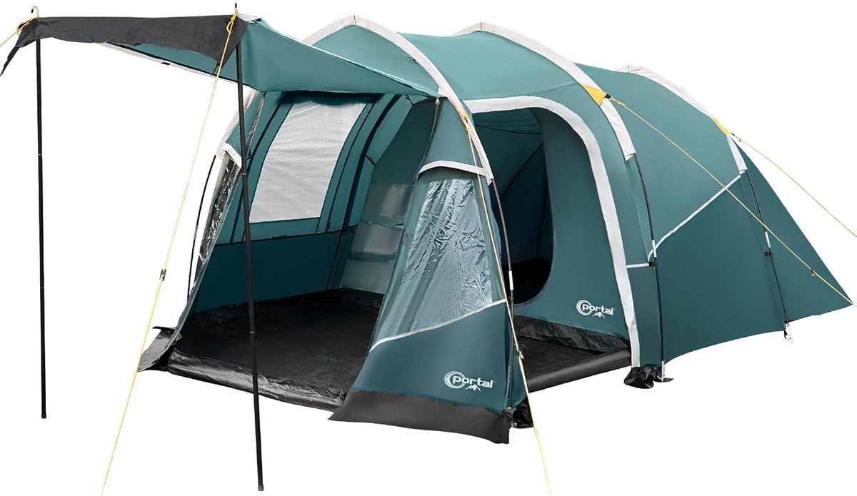 SnelShoppen - PORTAL Tent 3-Persoons Camping Tent Waterdicht 3000mm met Luifel en Ventilatie voor Familie, Festivals, Trekking en Tuin