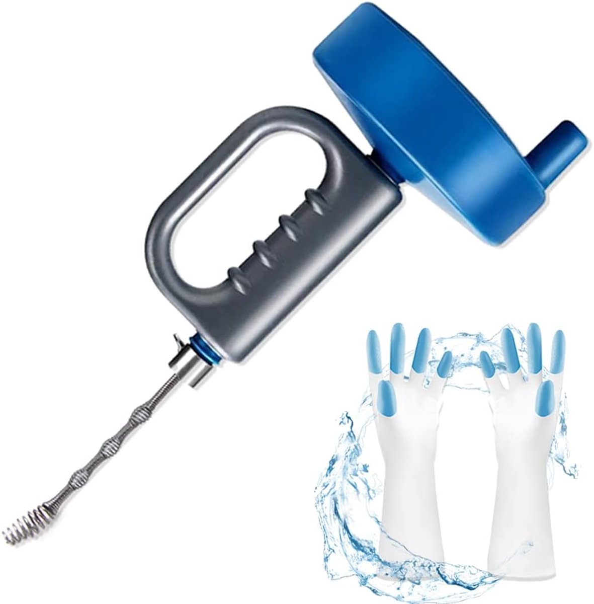 SnelShoppen - Pipe Cleaning Coil 10M - Spiral Drain Pipe Cleaner met Handschoenen - Professionele Afvoerslang Reiniger voor Keuken, Badkamer en Pipeli