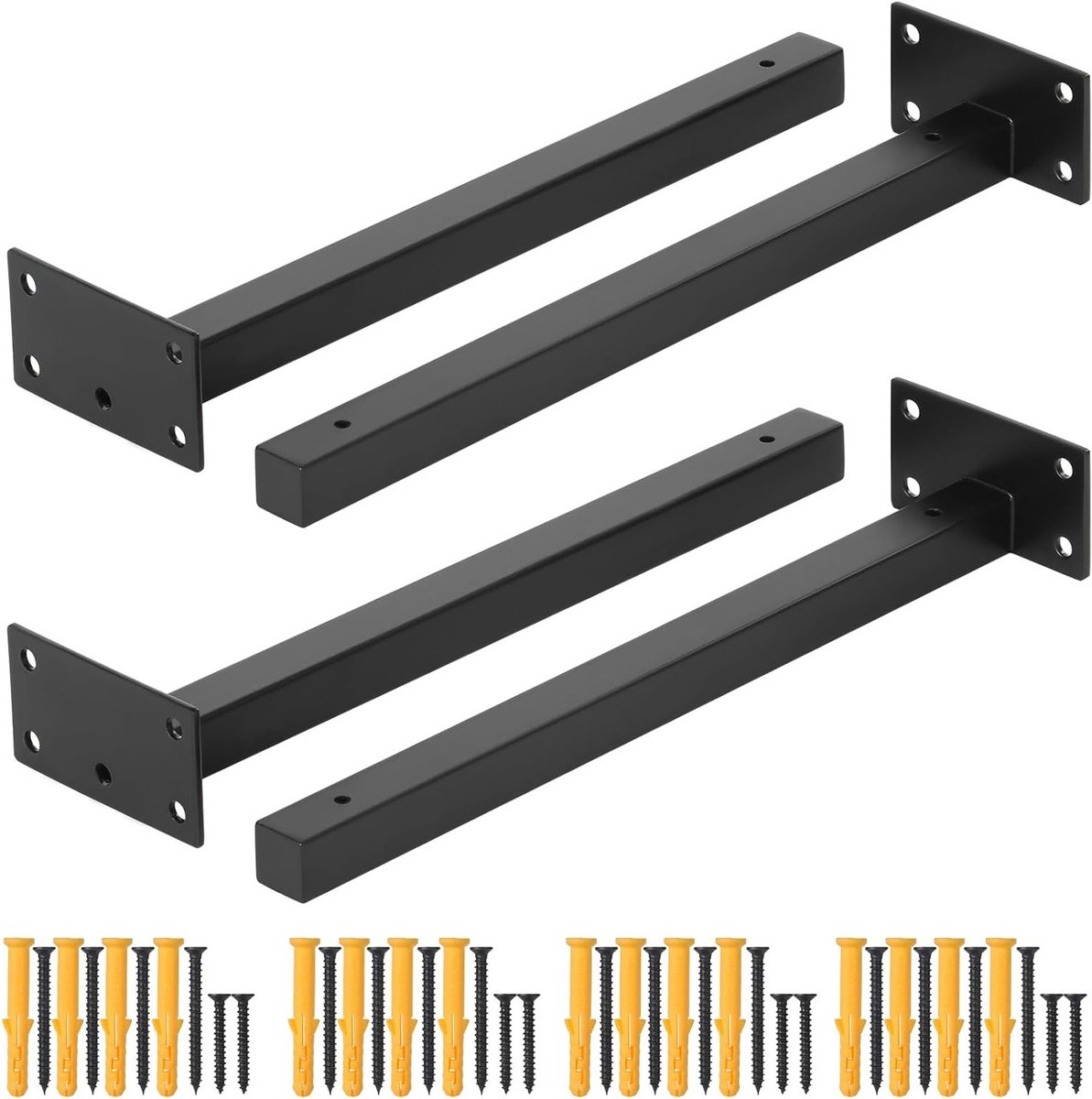 Zware metalen wandsteunen voor zwevende planken, industrieel ontwerp, 40-60 kg draagvermogen, 4 stuks, 12 inch, ideaal voor opslag en decoratie