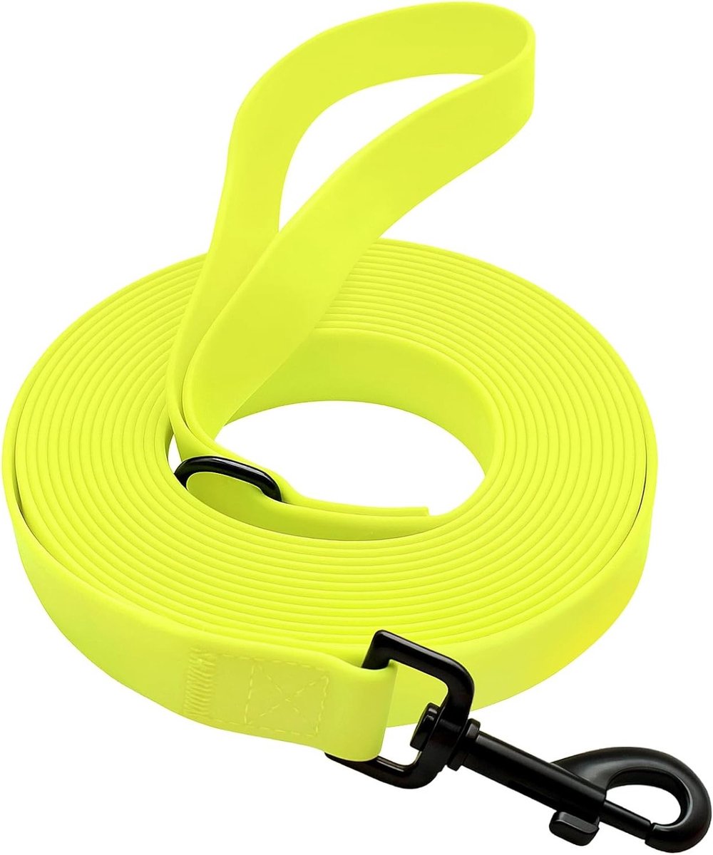 Waterdichte Hondenlijn, Verkrijgbaar in 3m/5m/10m/15m, Scheurvaste Traininglijn met Sterke Karabijnhaak voor Grote en Kleine Honden (Neon Geel, 5m)