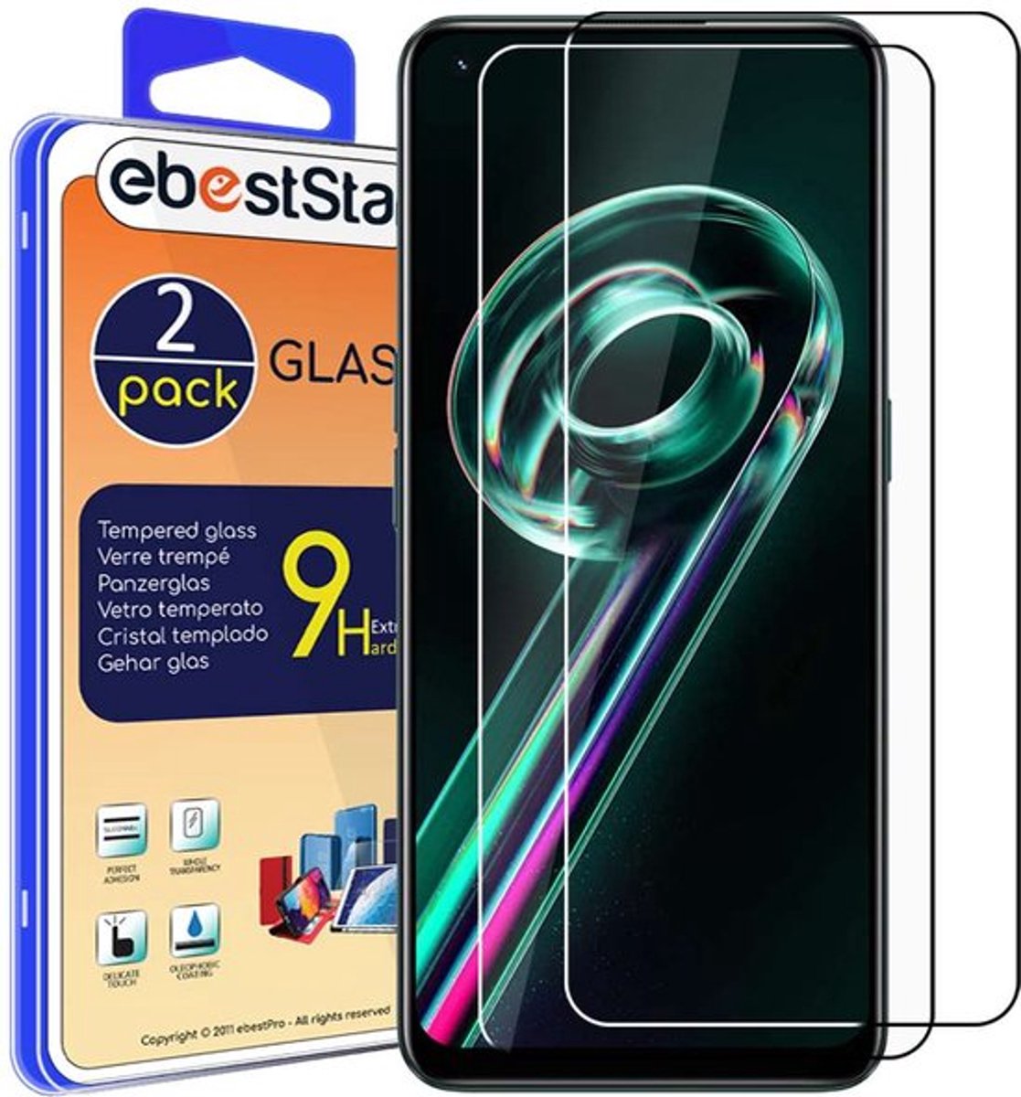 ebestStar - {2 Stuks} Gehard glas geschikt voor Realme 9 Pro+ Pro Plus, Screen Protector Cover, Schermbeschermer Tempered Glass