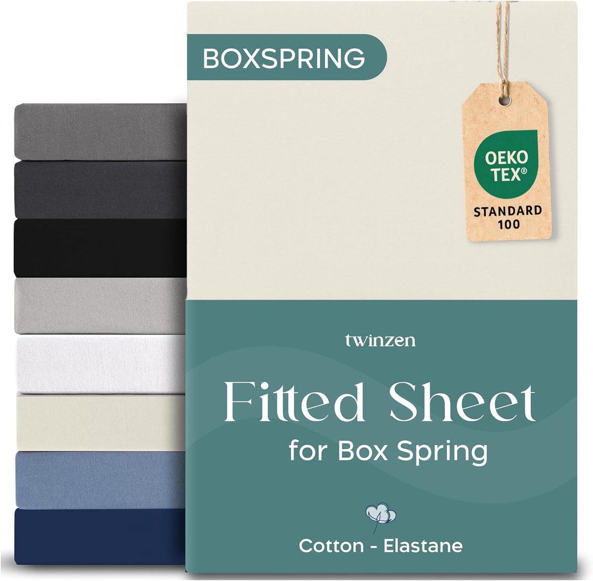 SnelShoppen - Fitted Sheet 180x200cm met 5% Elastane, Katoen, 40cm Hoekdiepte voor Dikke Matrassen/Boxsprings - Beige - Oeko-Tex