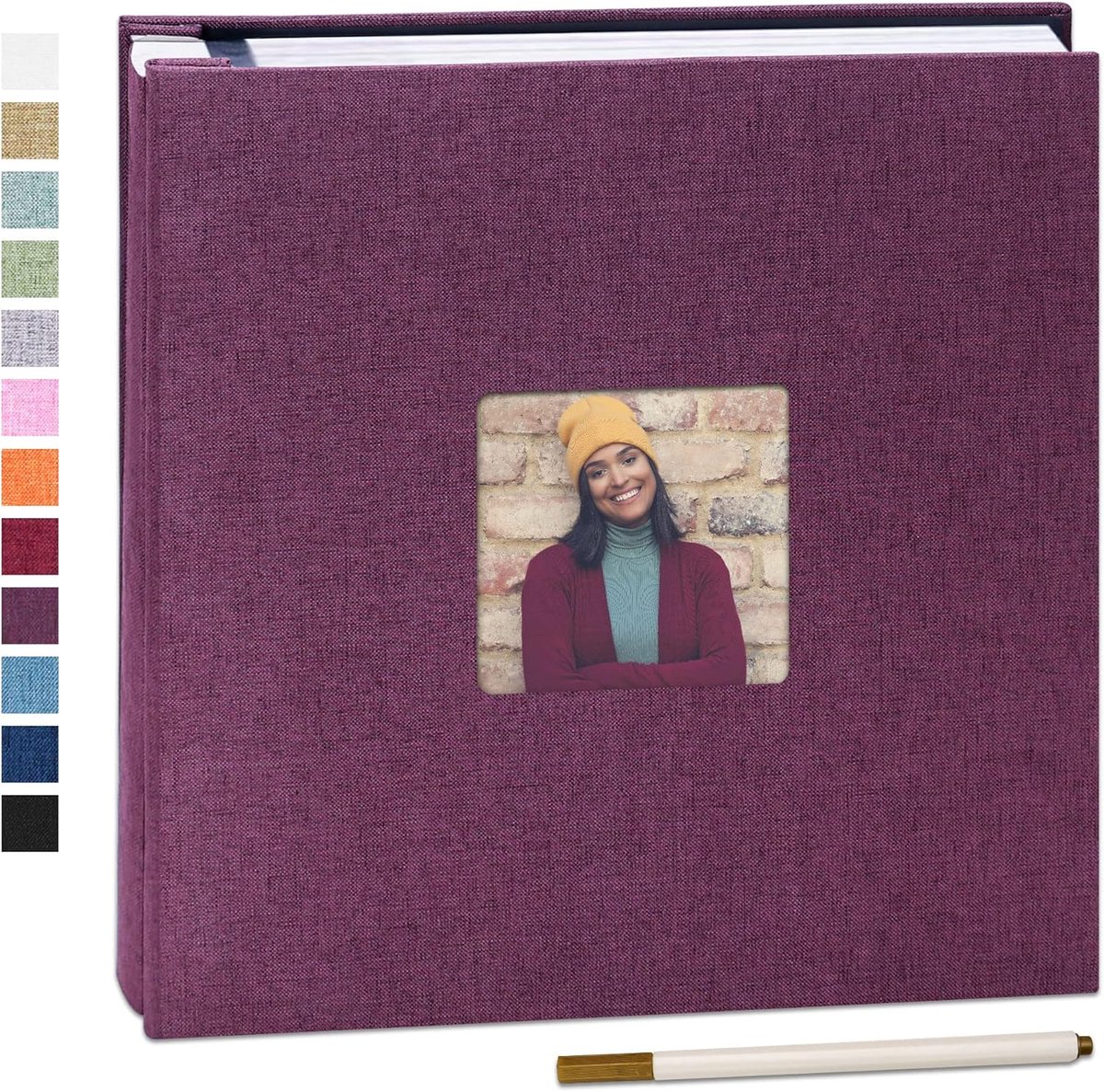 SnelShoppen - Fotoalbum Zelfklevend Linnen Kaft 120 Foto's 10x15cm - Perfect voor Trouwen, Reizen, Kinderen, Afstuderen, Scrapbook
