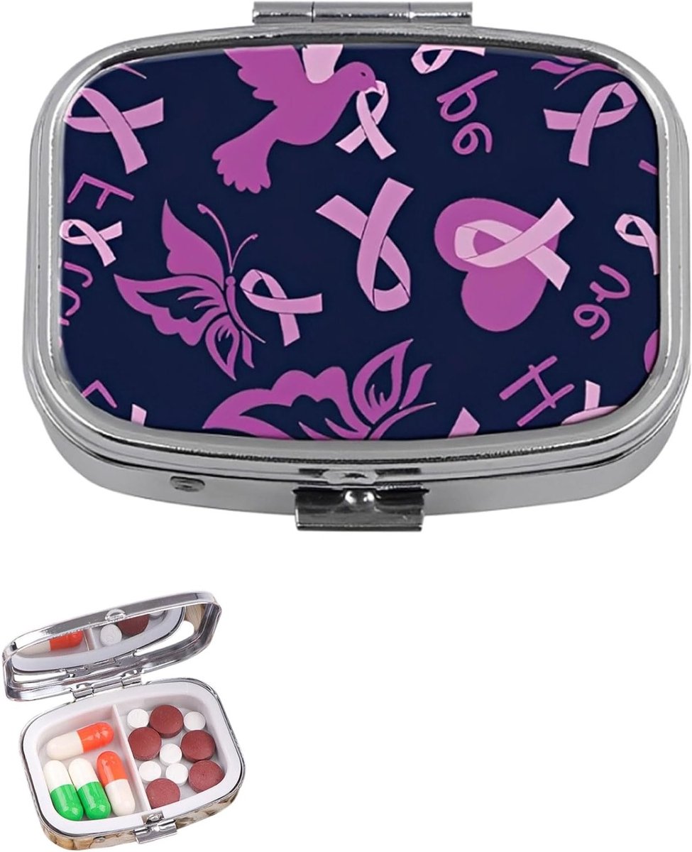 Draagbare pillendoos voor reizen, metalen vitamine-organizer, 2 stuks, ideaal voor zak of handtas, perfect als cadeau