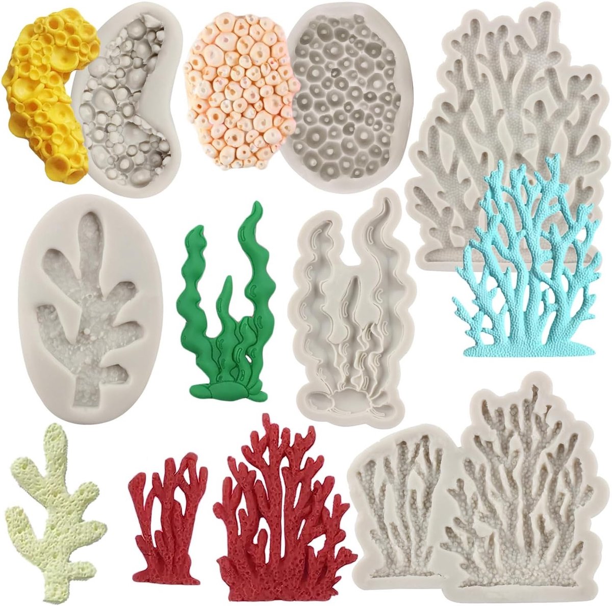 Siliconen Fondant Mallen voor Taartdecoratie - Set van 6 voor Cupcakes, Chocolade en Klei
