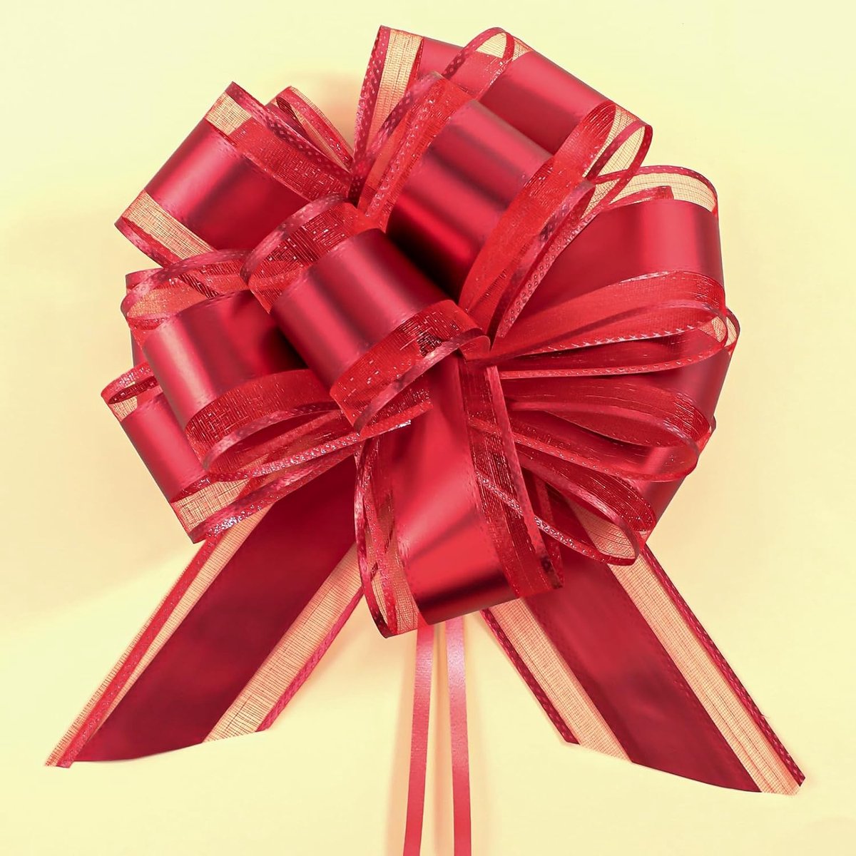 SnelShoppen - Pack van 10 Grote Decoratieve Strikken 18 cm met Cadeaulinten - Rode Versiering voor Verpakkingen, Bruiloften, Verjaardagen en Feesten