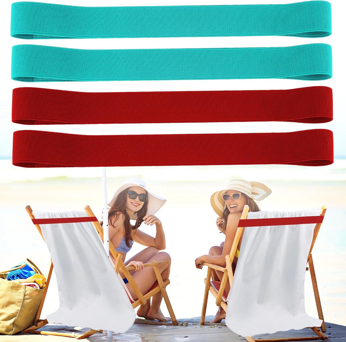 SnelShoppen - Beach Chair Towel Clips 4 Stuks - Elastische Handdoek Bands voor Cruise en Strandstoelen - Winddicht en Praktisch voor Vakantie en Thuis