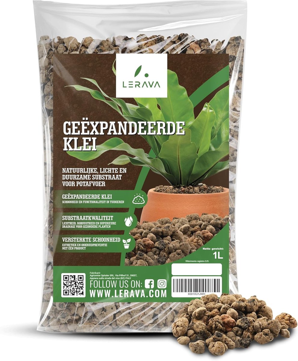 SnelShoppen - LERAVA Hydrokorrels 1L - BIO kleikorrels voor binnenplanten & hydroponics - Optimale drainage en luchtige plantgranulaat - 100% Italiaan