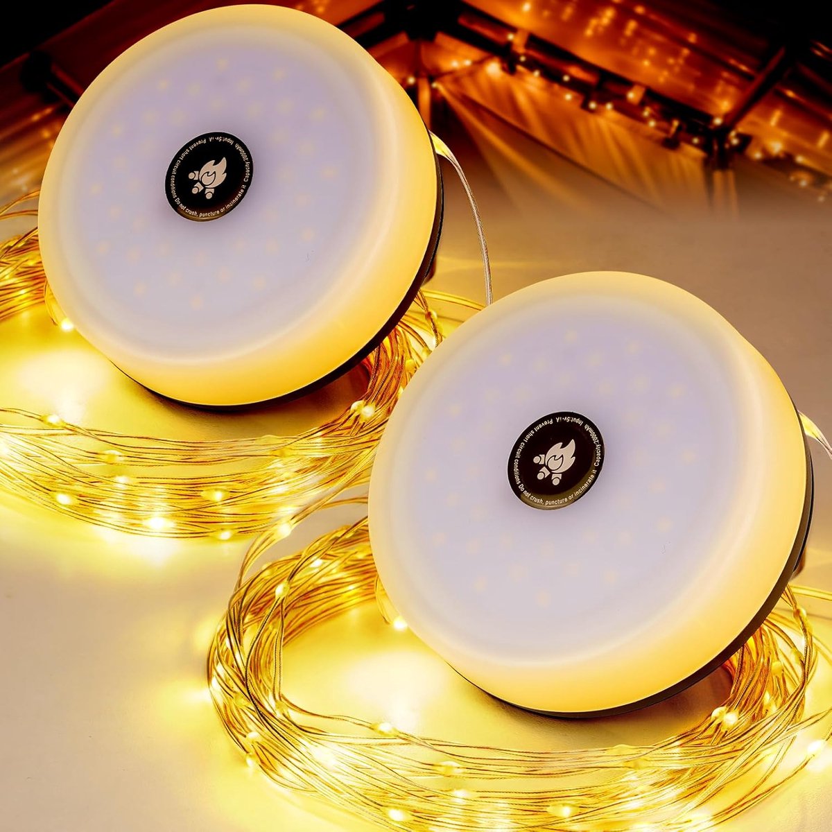 SnelShoppen - 2 x Camping Fairy Lights - 10 m Roll Up Solar Campingverlichting - Waterdicht, Draagbaar, Retractable - 5 Verlichtingsmodi voor Buiten,