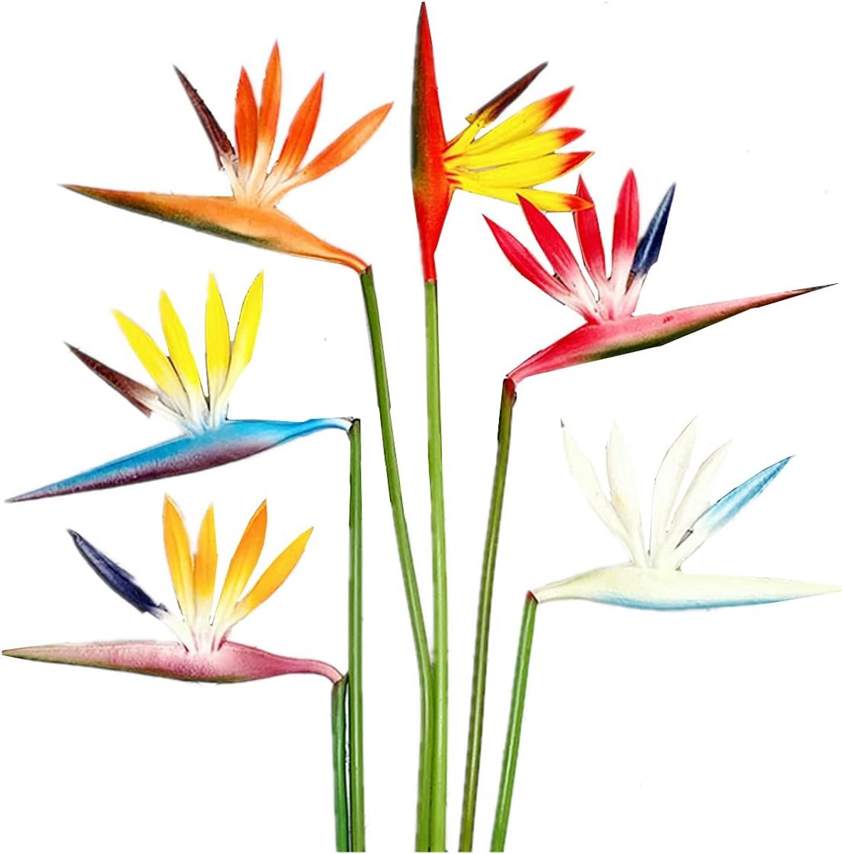 SnelShoppen - 6 Stuks Kunstbloemen Paradijsvogel 23 Inch - Tropische Imitatie Planten - UV Bestendig - Voor Kantoor, Thuis, Feestdecoratie - Multikleu