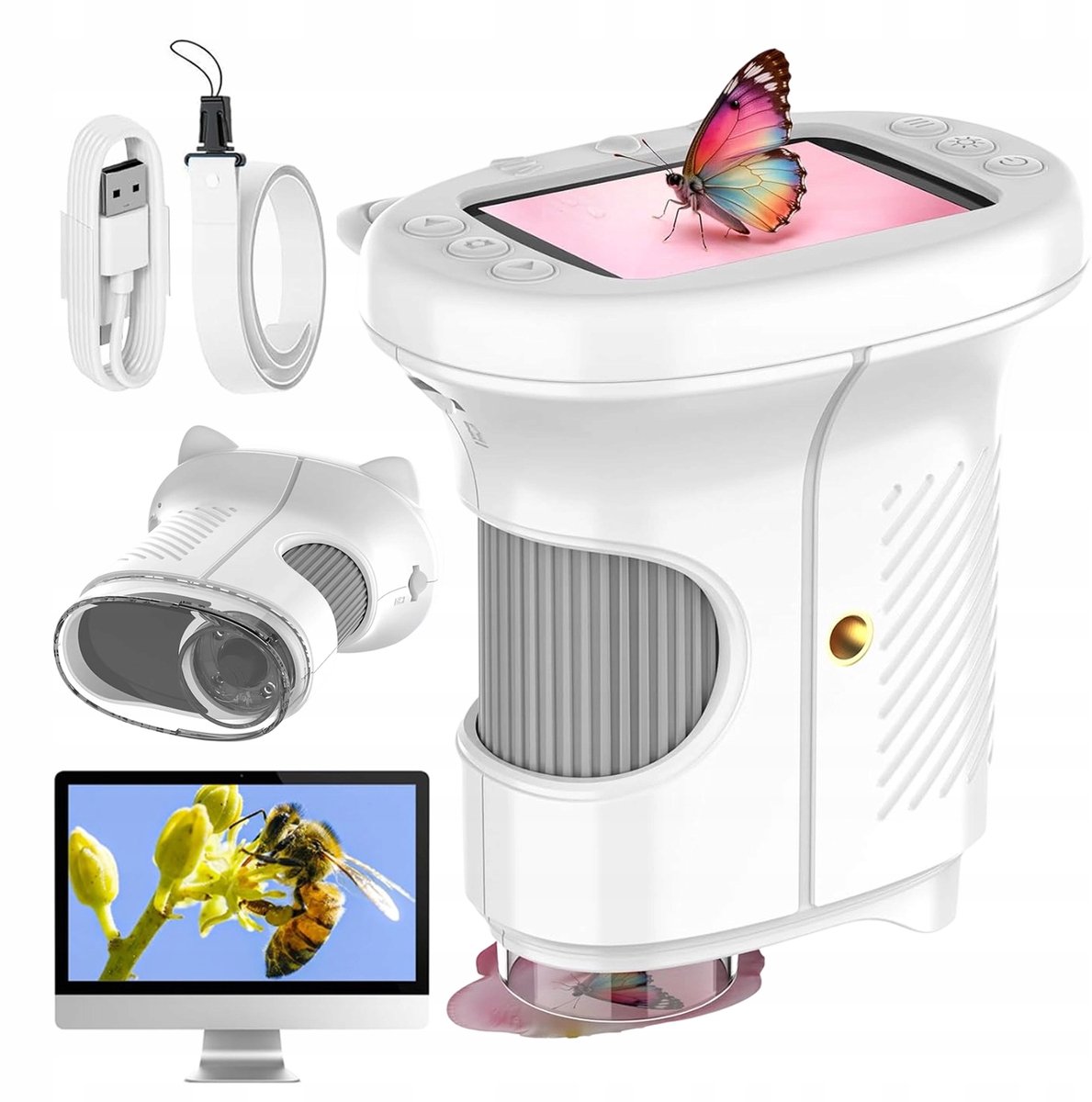 Kinder Microscoop Draagbare - 1000x Digitale microscoop - 4x zoom - 2,4 inch IPS - 2MP - 8 LED-verlichting - foto en video - Educatief & Wetenschappelijk Speelgoed voor Kinderen