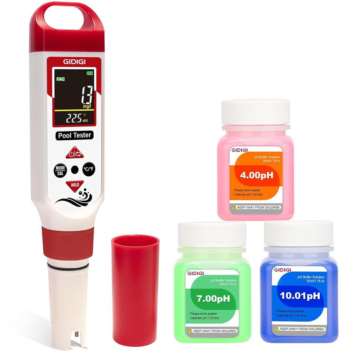 SnelShoppen - 7-in-1 Digitale Pool Water Tester - Vrije Chloor, pH Waarde, Redox Potentieel, Zoutgehalte, EC, Totaal Oplosbare Vaste Stoffen - Voor Zw